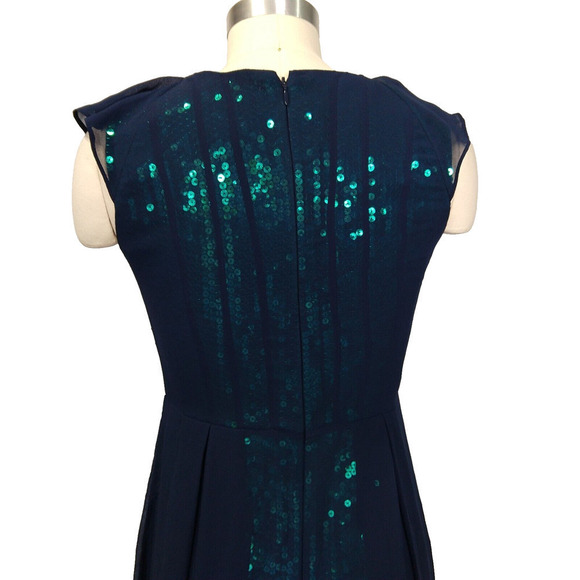 Reiss Etta Sheer Sequin Dress Size 4 New Emerald Green Blue Cocktail Formal - Picture 8 of 11